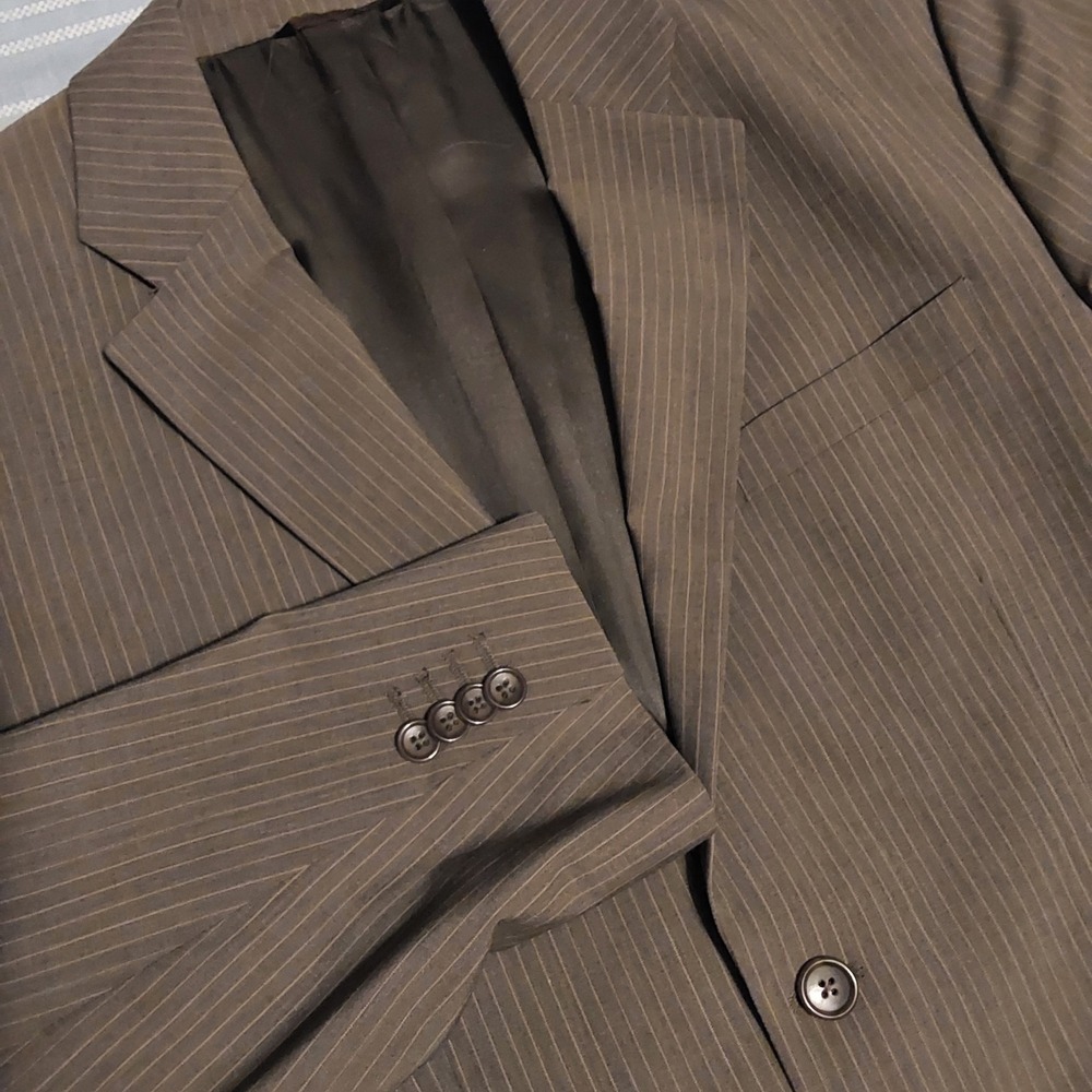 Banana Republic Blazer Mens‎ 42R Gray Pinstripe Surgeon Cuff Sport Coat Jacket
